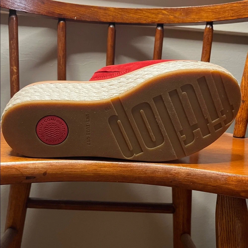 NWOT FitFlop Eloise Espadrille Suede Wedge Slide in Red Size 7 - Picture 8 of 12
